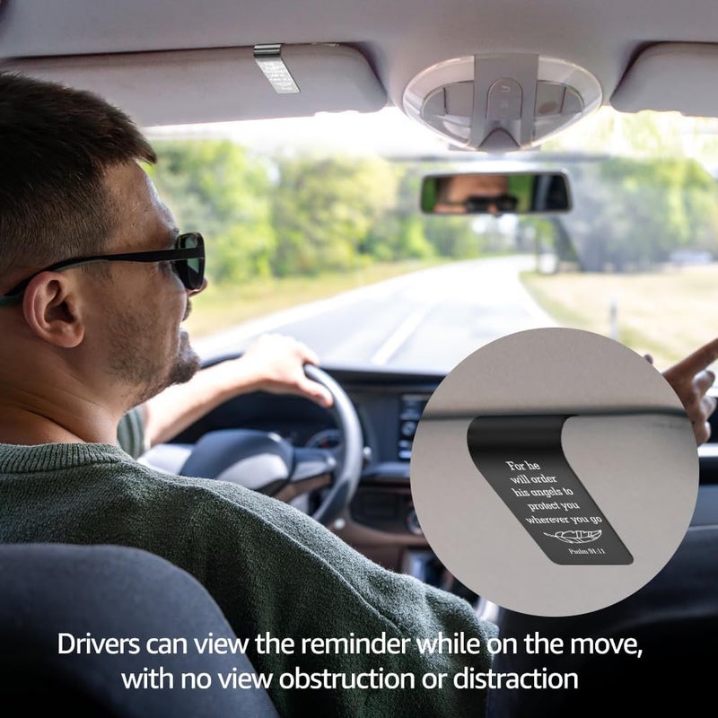 PUVOXHO for He Will Order His Angels to Protect You Black Engraved Stainless Steel Car Visor Clip, Psalm 91:11, Guardian Angel Visor Clips for Cars, Safe Driving Gifts for Family Friend - Image 4
